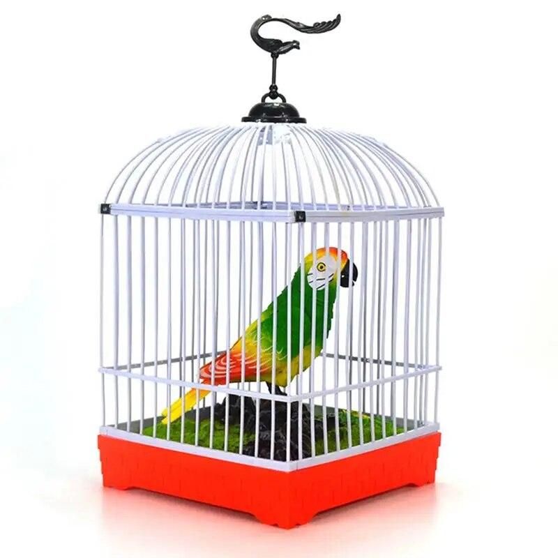 19cm sounding voice-activated bird figure Voice Control Music Bird with Cage Simulation Electronic Toys Bird Singing Kids Toys