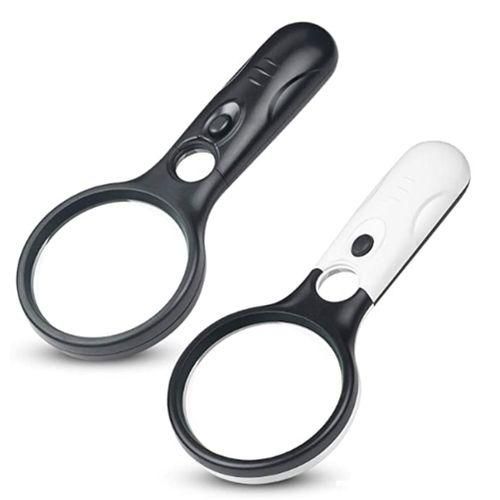 2Pc Magnifying Glass With Light-3X 45X Handheld