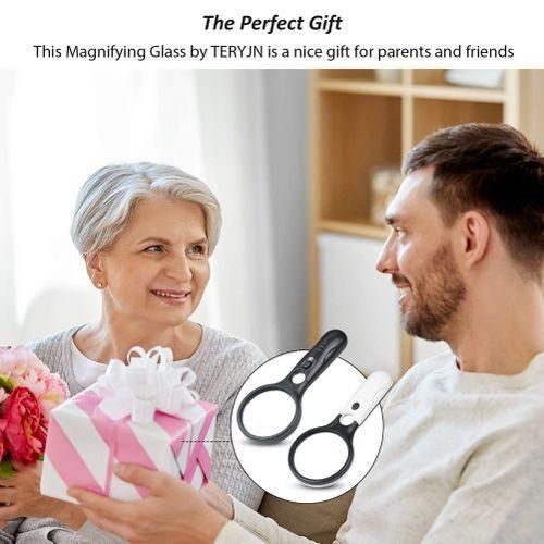 2Pc Magnifying Glass With Light-3X 45X Handheld