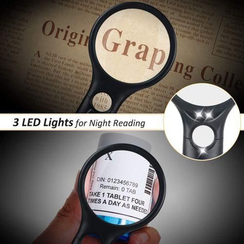 2Pc Magnifying Glass With Light-3X 45X Handheld