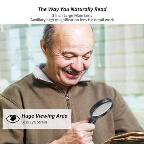 2Pc Magnifying Glass With Light-3X 45X Handheld