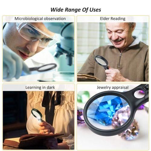 2Pc Magnifying Glass With Light-3X 45X Handheld