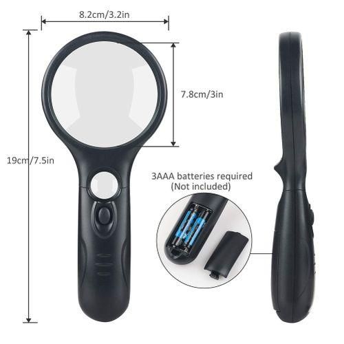 2Pc Magnifying Glass With Light-3X 45X Handheld