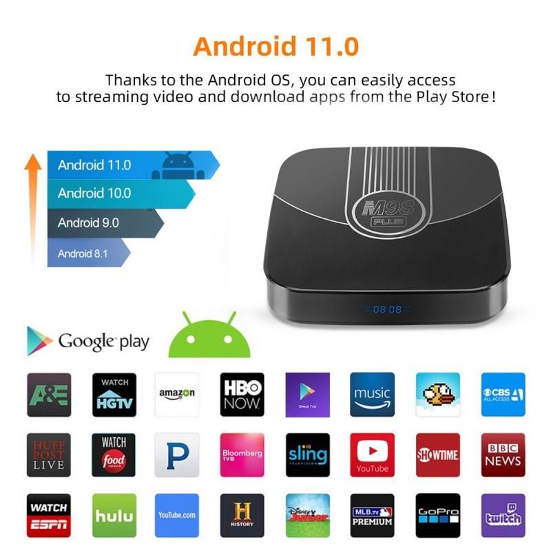 M98 Plus Android TV Box Support OTA & Bluetooth & Multi Format Video 2.4G/5G wifi S905 W2 Chip