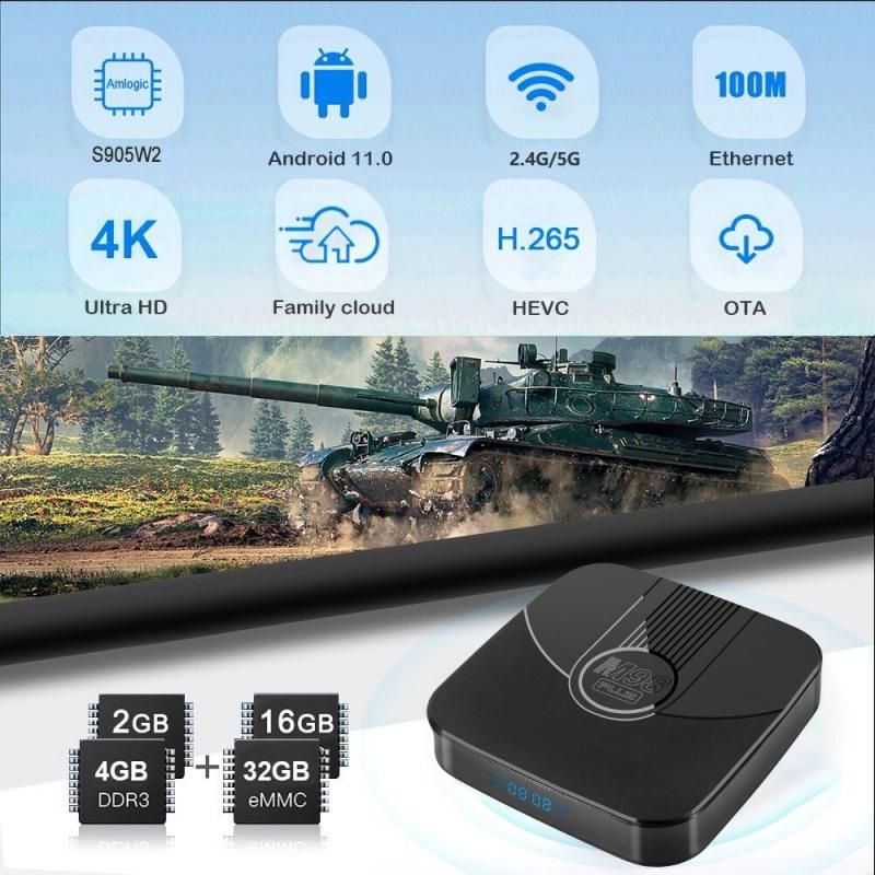 M98 Plus Android TV Box Support OTA & Bluetooth & Multi Format Video 2.4G/5G wifi S905 W2 Chip