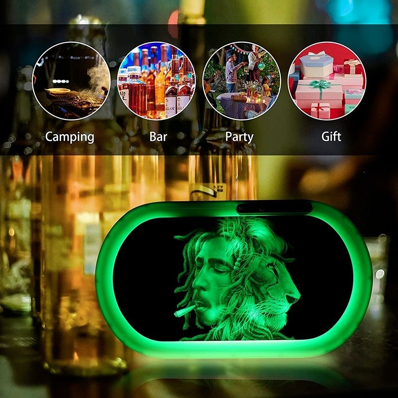 New Arrival LED Rolling Cigarette Weed Tray With Bluetooth