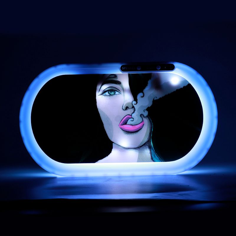New Arrival LED Rolling Cigarette Weed Tray With Bluetooth
