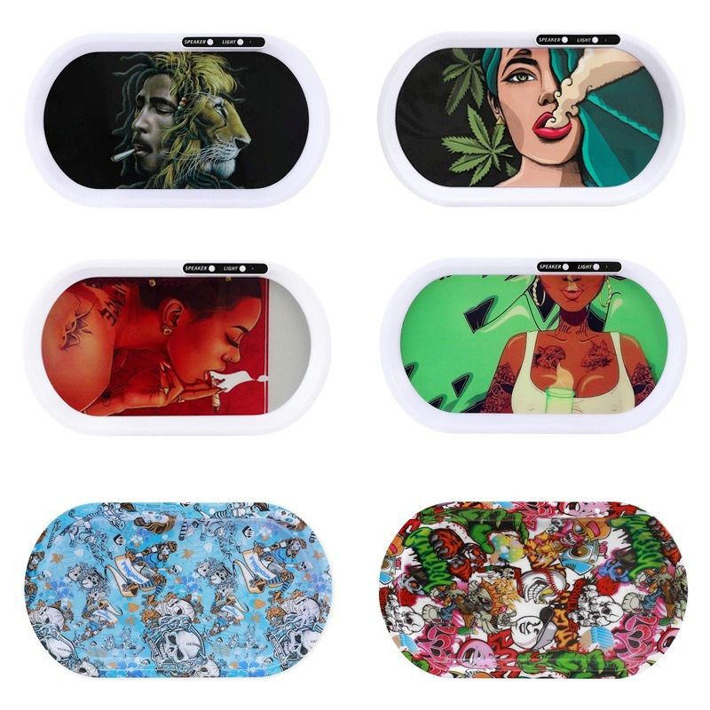 New Arrival LED Rolling Cigarette Weed Tray With Bluetooth