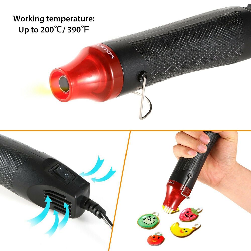 300W DIY Heat Air Gun Electric Heater Temperature Gun-Black