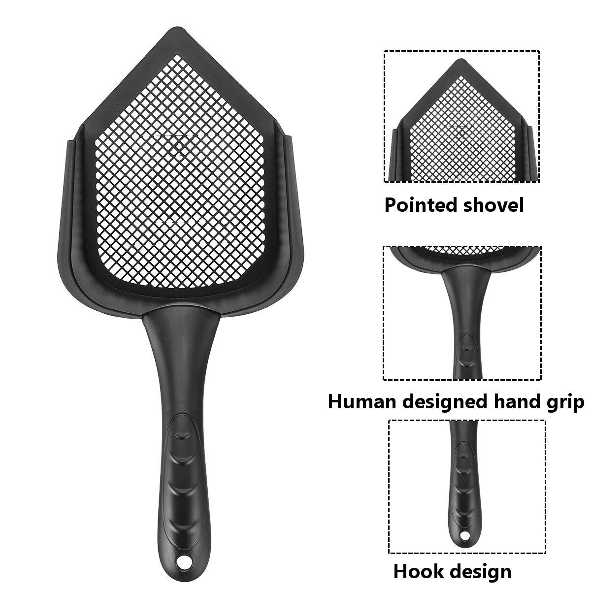 Digging Sifting Scoop Cleaner Corner Sand Shovel Plastic Beach Water Detector Terrarium Bedding Substrate Litter Tool 2.5mm Holes Pointed