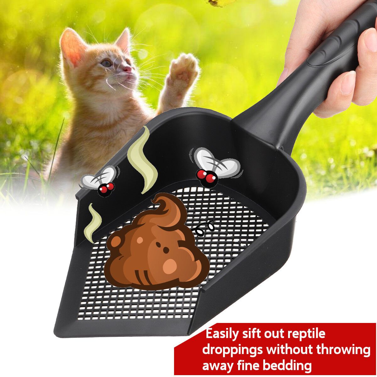 Digging Sifting Scoop Cleaner Corner Sand Shovel Plastic Beach Water Detector Terrarium Bedding Substrate Litter Tool 2.5mm Holes Pointed
