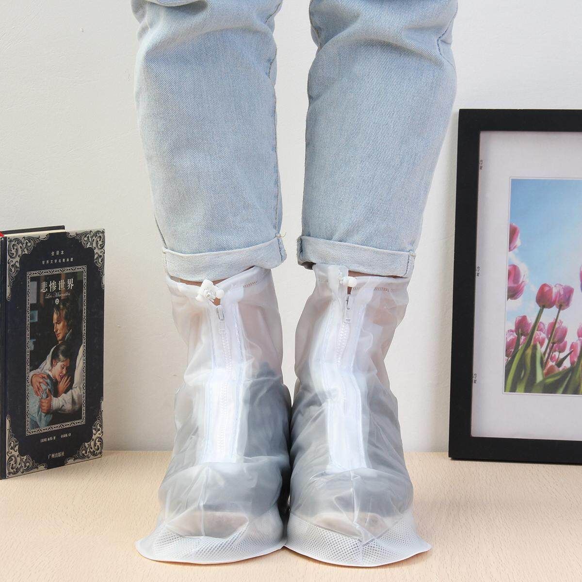 Reusable Rain Shoe Covers Bike Waterproof Zipper Overshoes Boots XL(41-42):29.5cm/11.6inch XL