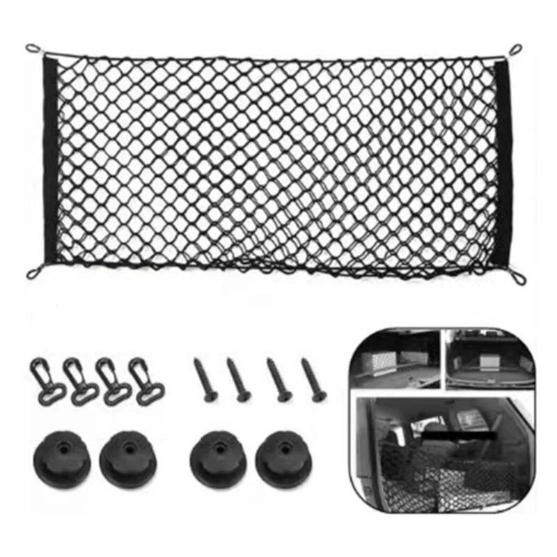 1Pc Truck Cargo Net Black Stretchable Cargo Organizer Automotive Storage Accessories for Saving Car Interior Space 90x40cm