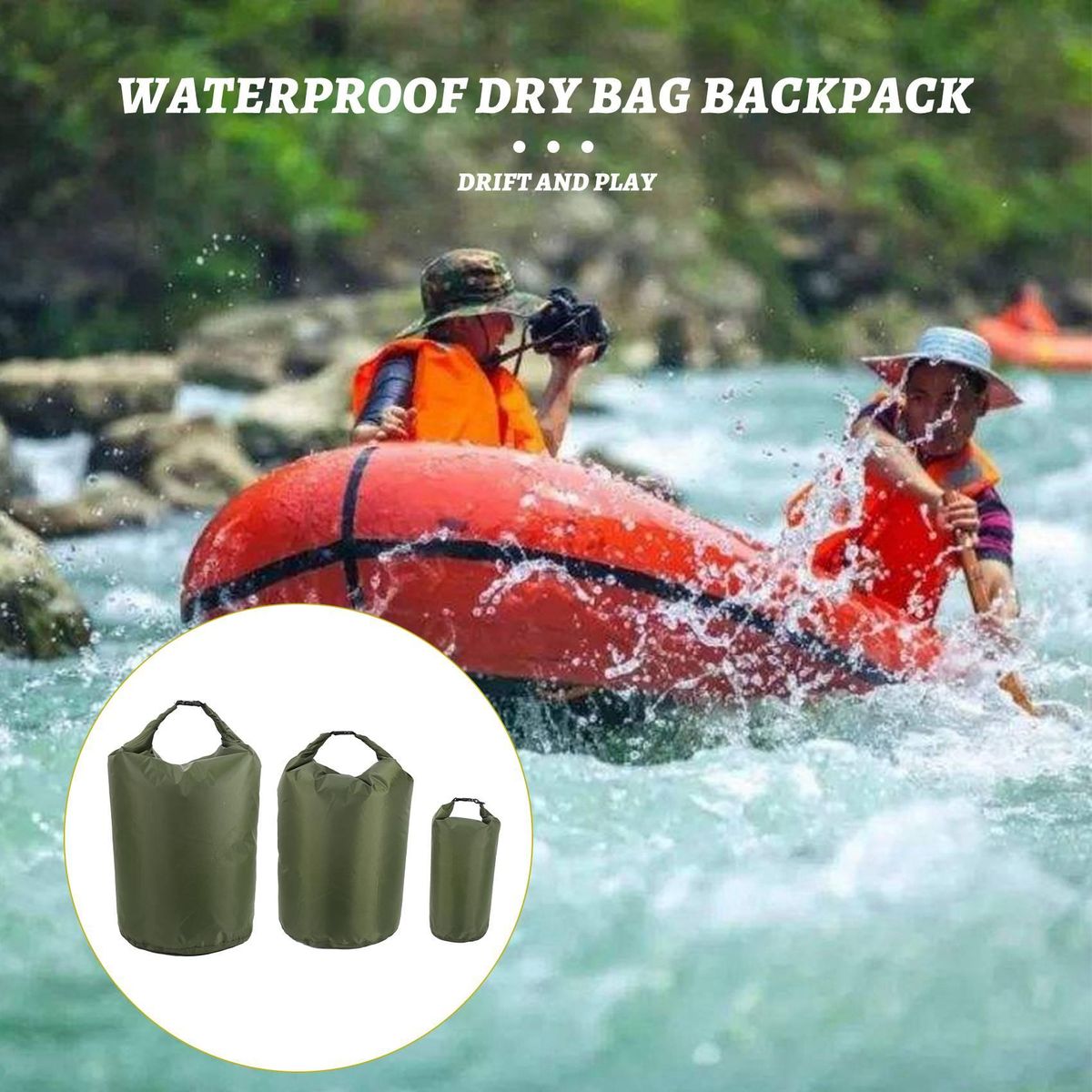 3Pcs 8L 40L 70L Swimming Bag Portable Waterproof Dry Bag