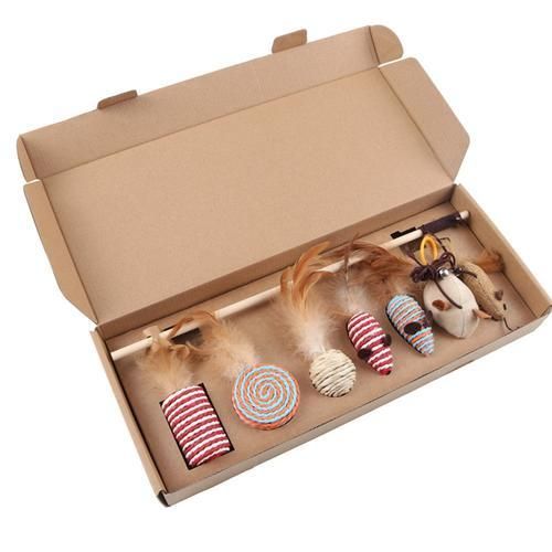 7pcs Simulation Mouse Cat Toy Cat Stick Set Cat Scratch Bite Resistance Interactive Mouse Toy Cat Funny Toys Gift Box