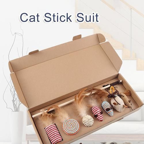 7pcs Simulation Mouse Cat Toy Cat Stick Set Cat Scratch Bite Resistance Interactive Mouse Toy Cat Funny Toys Gift Box