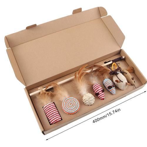 7pcs Simulation Mouse Cat Toy Cat Stick Set Cat Scratch Bite Resistance Interactive Mouse Toy Cat Funny Toys Gift Box