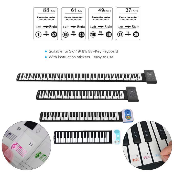 Removable Piano Keyboard Stickers For 37/ 49/ 61/ 88 Keys