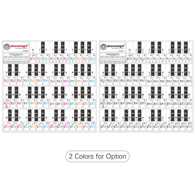 Removable Piano Keyboard Stickers For 37/ 49/ 61/ 88 Keys