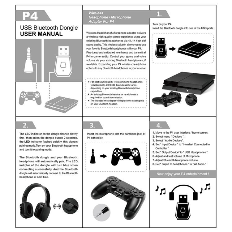 USB 4.0 Bluetooth Adapter Receiver For Sony PS4