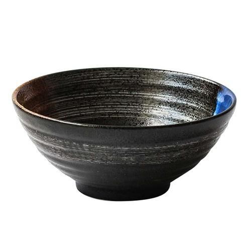Japanese Style 7.5 Inch Ramen Bowl With Mixed Sauce, Ceramic Soup Bowl, Retro Tableware, Hat Bowl, Trumpet