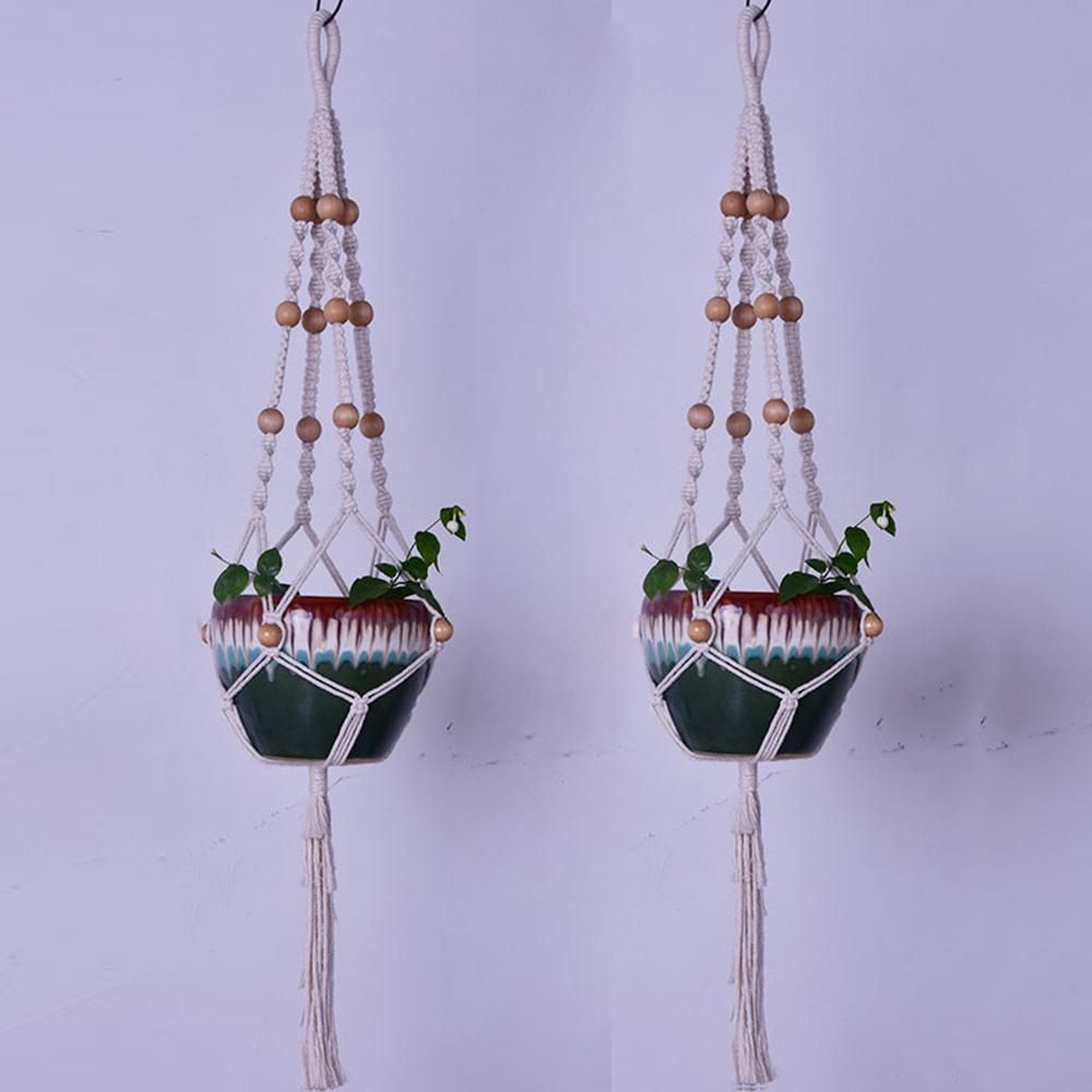 Hand Made Macrame Plant Hanger Hanging Planter Wall Art Home Decor Indoor Outdoor Cotton Rope Woven Hanger