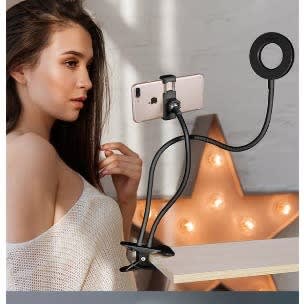 Portable Phone Holder With Ring Light - Adjustable Stand, Clamp, Variant Light