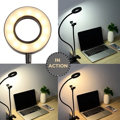 Portable Phone Holder With Ring Light - Adjustable Stand, Clamp, Variant Light