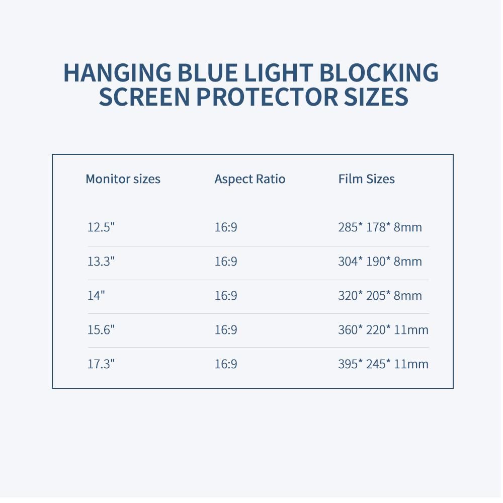 Laptop Screen Protector Hanging Blue Light Blocking Anti-UV High-transmittance Film for 17.3'' Laptop with 16:9 Aspect Ratio