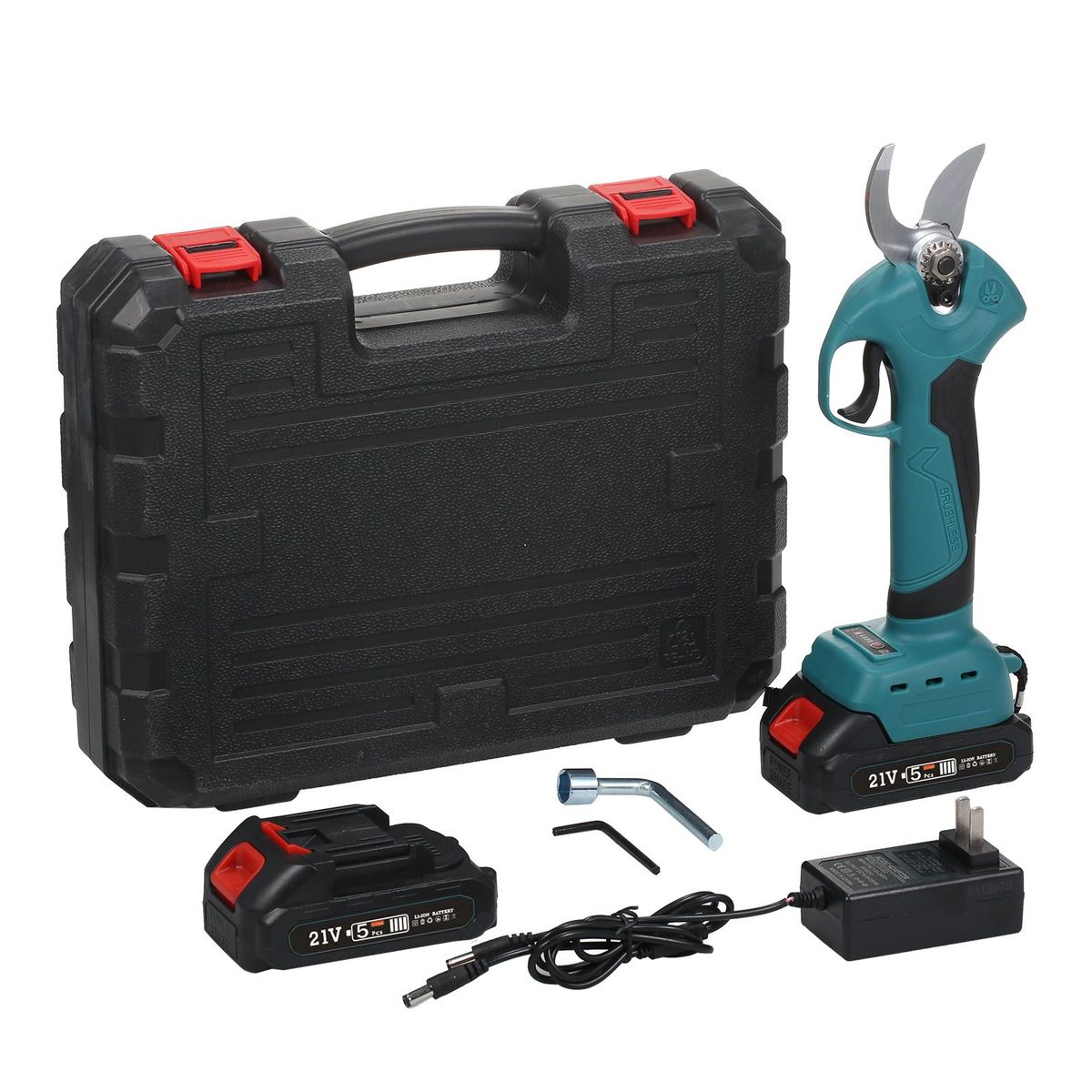 21V Brushless Cordless Electric Pruning Shears 2Pack Backup Rechargeable 2000mah Lithium Battery Powered Tree Branch Pruner Garden Clippers 10~30mm Cutting Diameter 4 Gear Adjustable