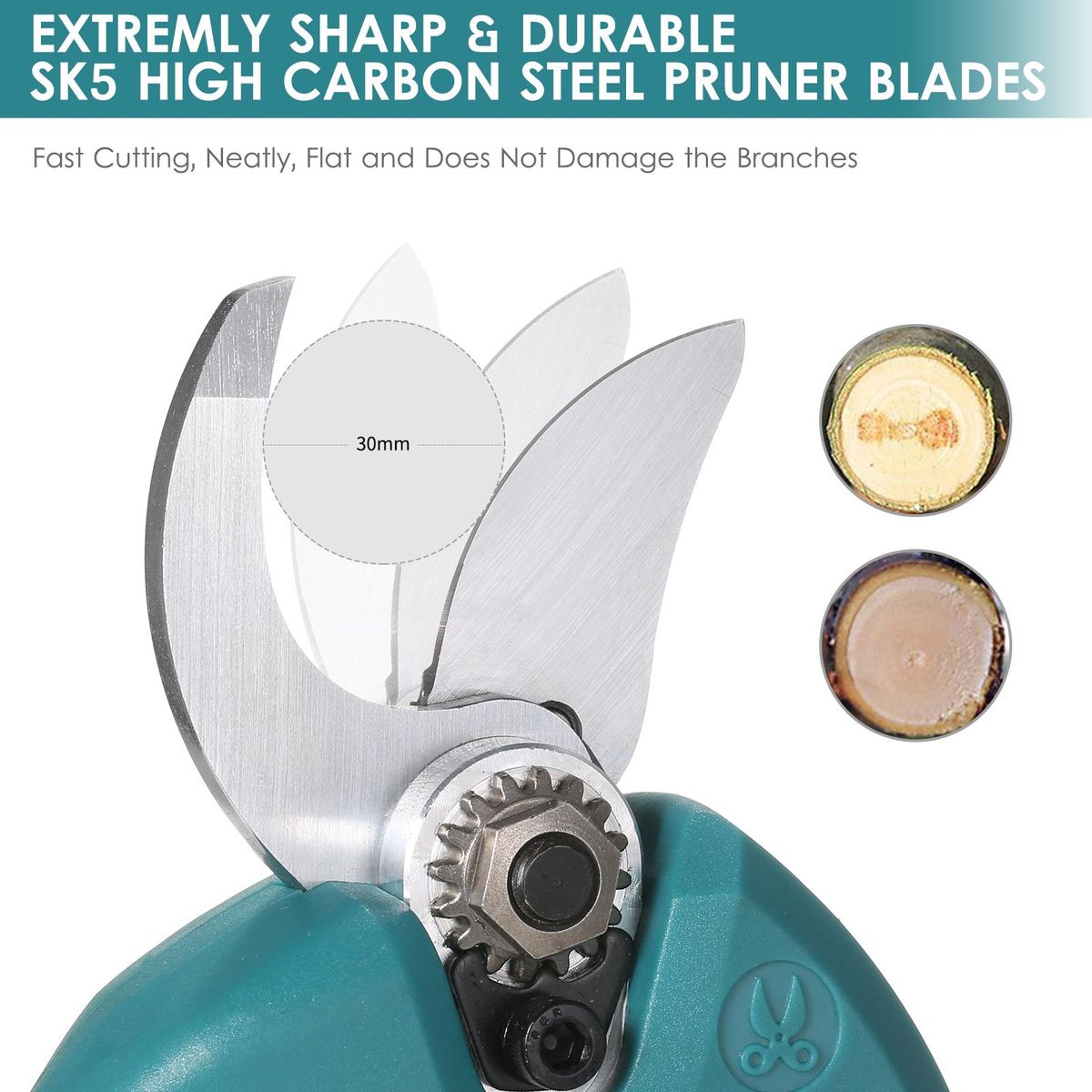 21V Brushless Cordless Electric Pruning Shears 2Pack Backup Rechargeable 2000mah Lithium Battery Powered Tree Branch Pruner Garden Clippers 10~30mm Cutting Diameter 4 Gear Adjustable