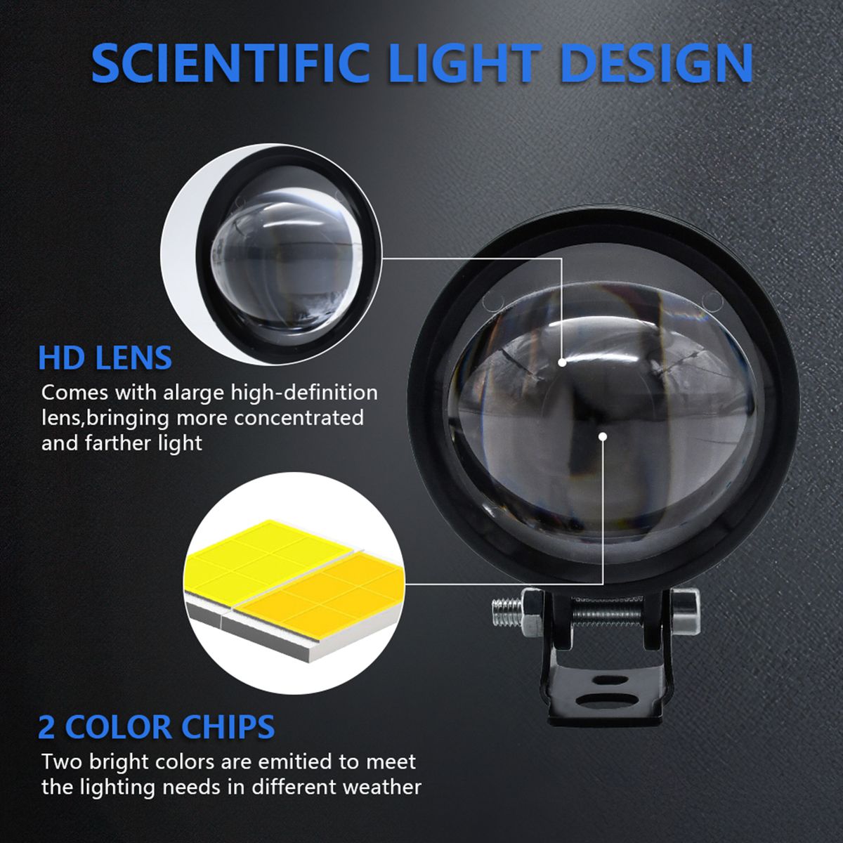 2Pcs Motorcycle Spot Lights Motorcycle LED Driving Lights