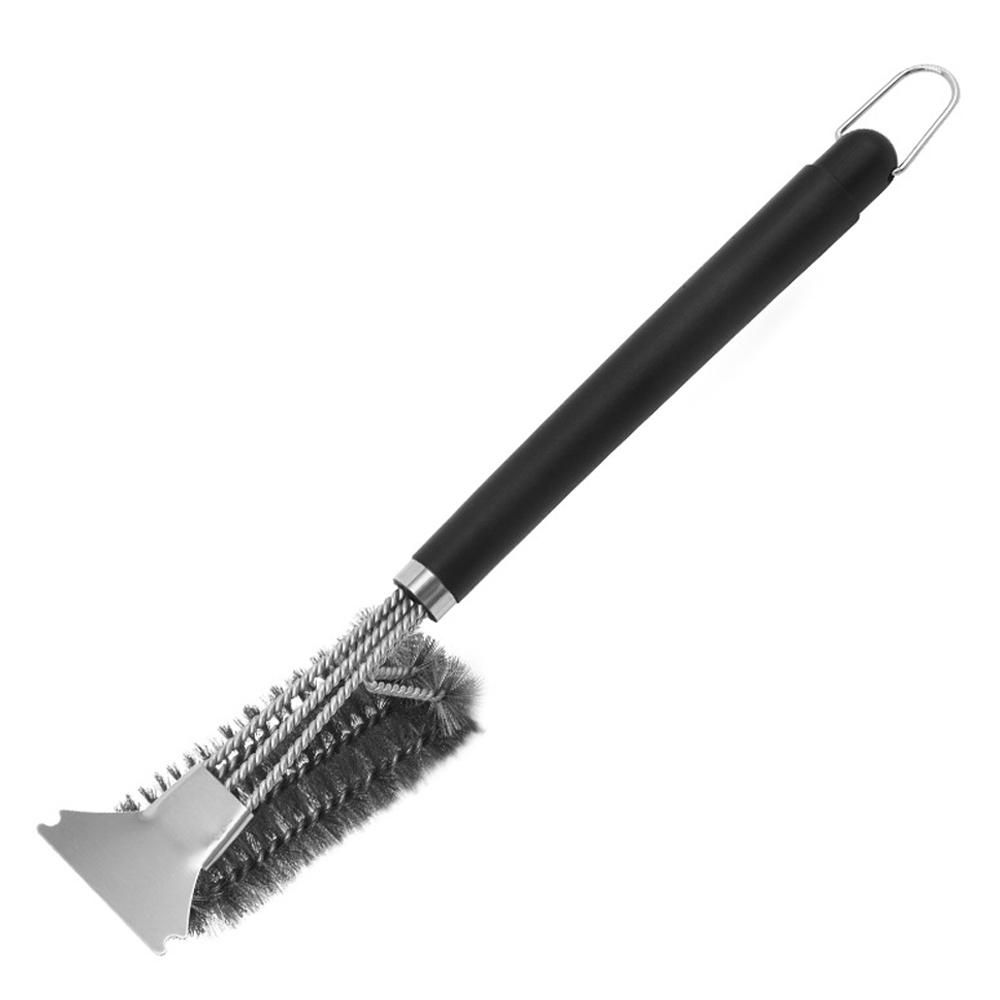 Grill Brush with Scraper Triple Scrubbers Stainless Steel Strong Cleaner Barbecue Cleaning Brush Grill Grate Cleaner