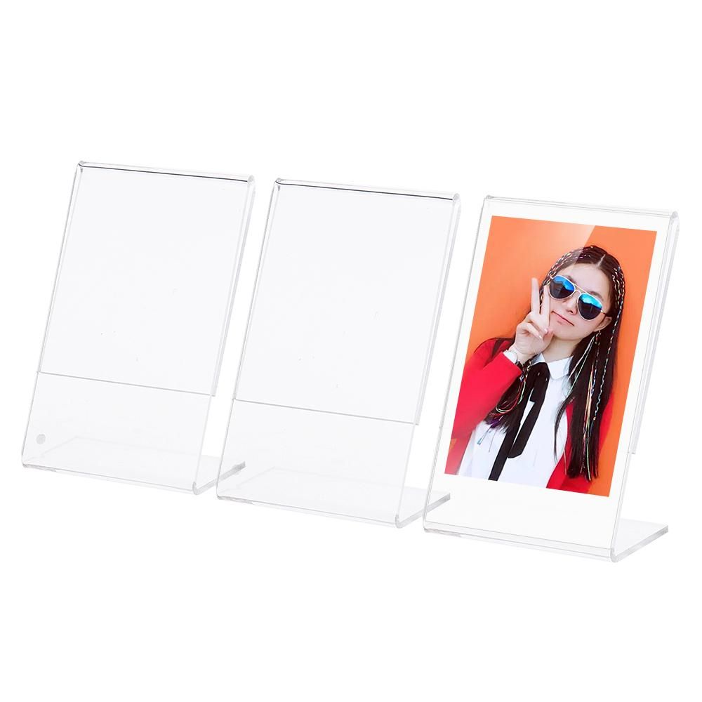 3 Packs 3inches L-shape Acrylic Photo Frame Transparent Mini Stand Compatible with Fujifilm Instax Mini 8 8+ 70 7s 90 25 26 50s 9 SP-1 SP-2 Film