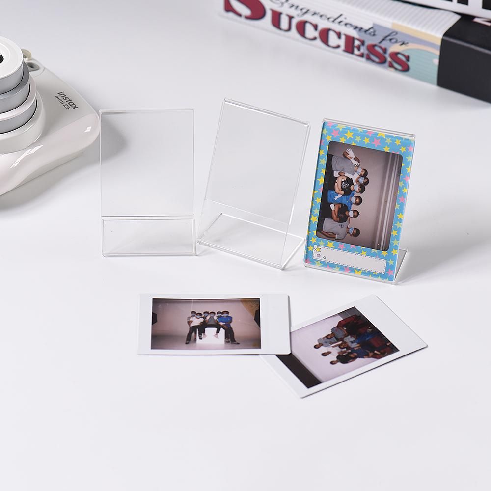 3 Packs 3inches L-shape Acrylic Photo Frame Transparent Mini Stand Compatible with Fujifilm Instax Mini 8 8+ 70 7s 90 25 26 50s 9 SP-1 SP-2 Film