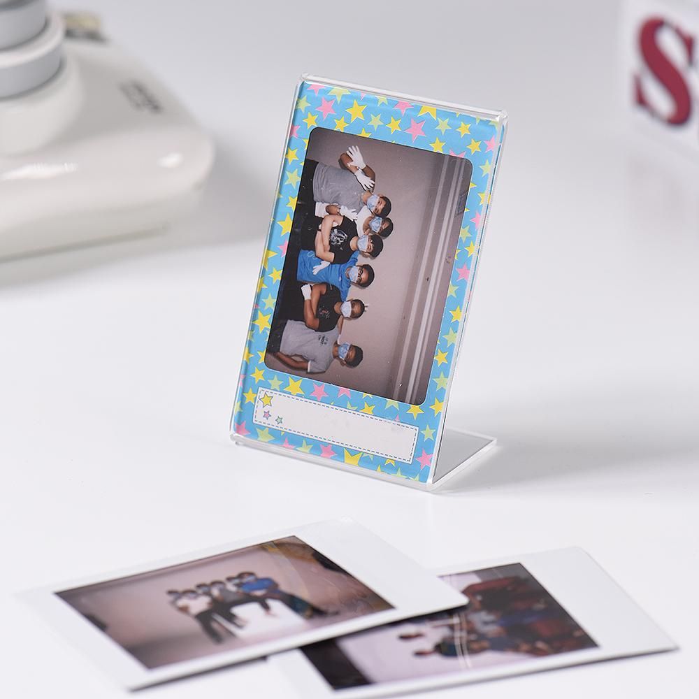 3 Packs 3inches L-shape Acrylic Photo Frame Transparent Mini Stand Compatible with Fujifilm Instax Mini 8 8+ 70 7s 90 25 26 50s 9 SP-1 SP-2 Film
