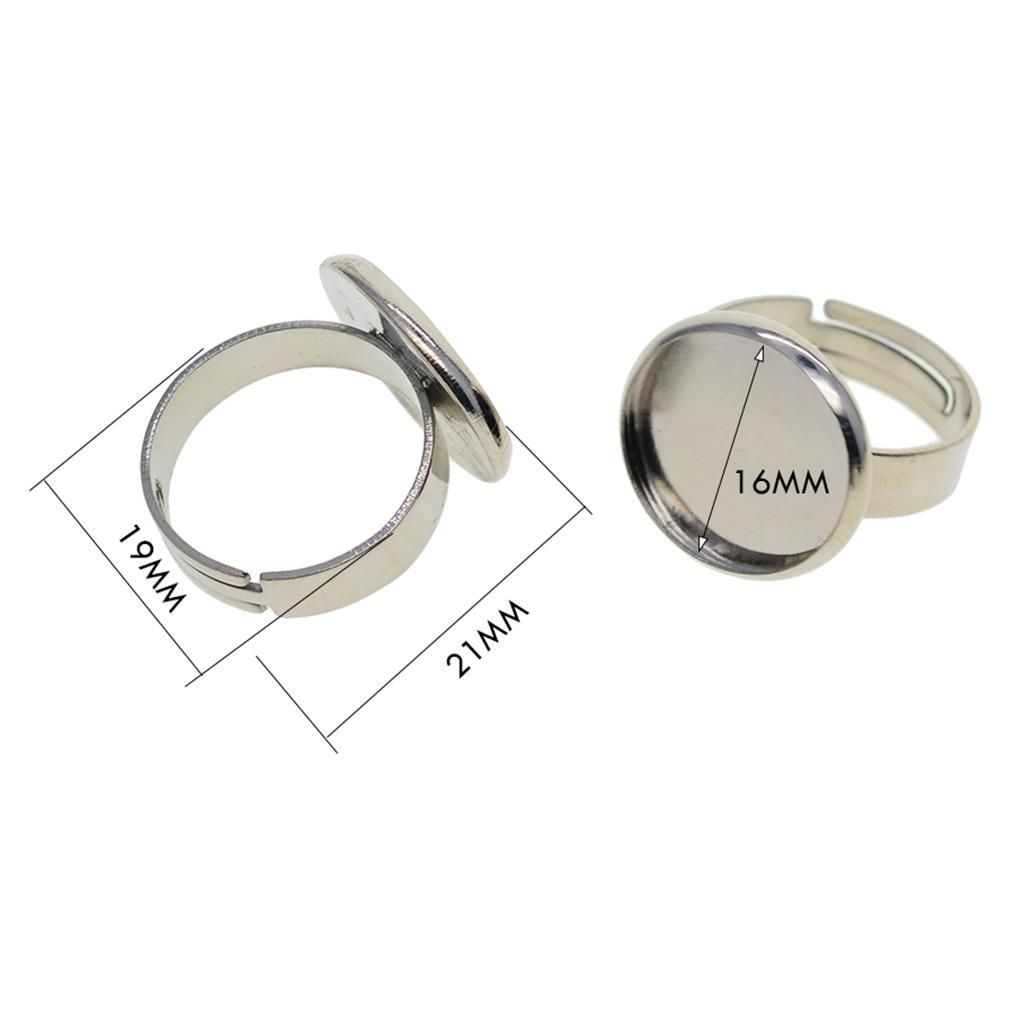 10pcs 16mm Blank Round Bezel Tray Cabochon Adjustable Brass Platinum