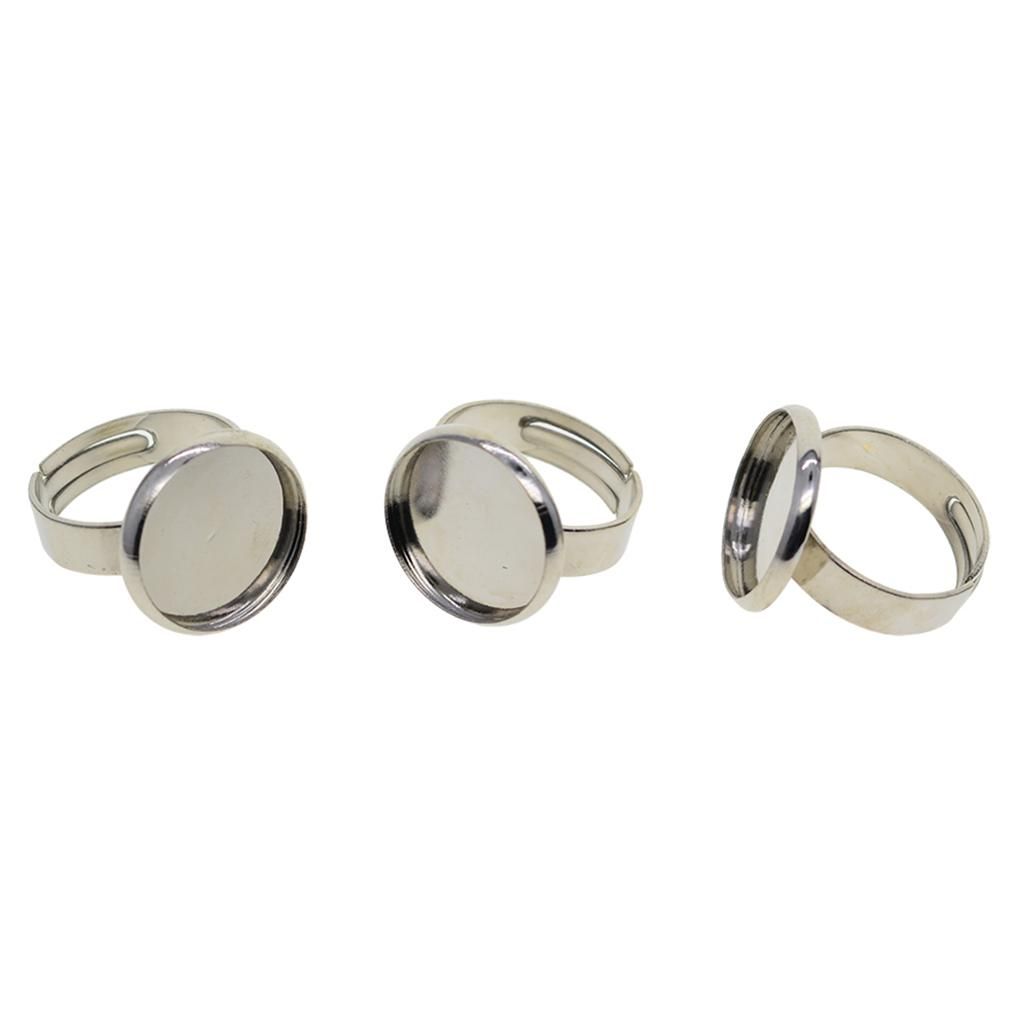 10pcs 16mm Blank Round Bezel Tray Cabochon Adjustable Brass Platinum