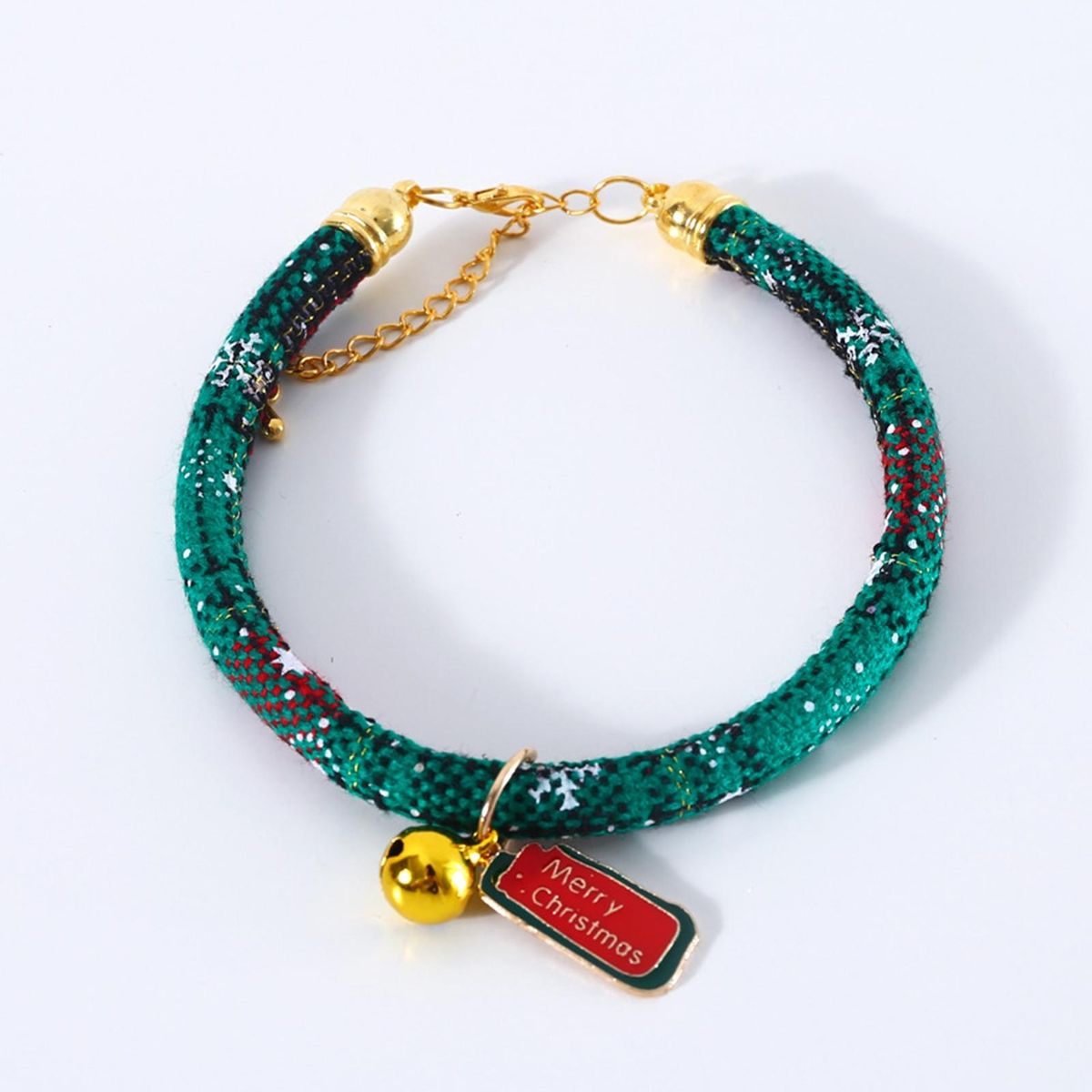 Pet Christmas Collar Dog Cat Collar with Bell Cartoon Pendant Decor Green