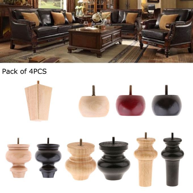 4pcs Solid Wooden Furniture Feet Leg Riser Stand For Sofa Pyramid Wood