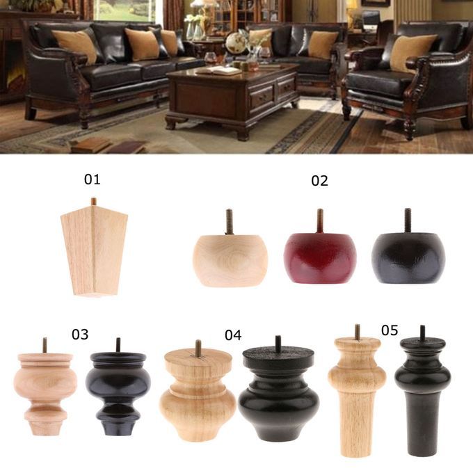 4pcs Solid Wooden Furniture Feet Leg Riser Stand For Sofa Pyramid Wood