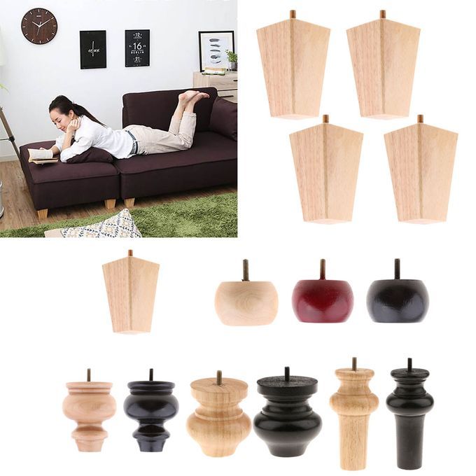 4pcs Solid Wooden Furniture Feet Leg Riser Stand For Sofa Pyramid Wood