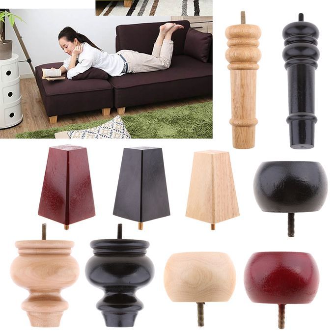 4pcs Solid Wooden Furniture Feet Leg Riser Stand For Sofa Pyramid Wood