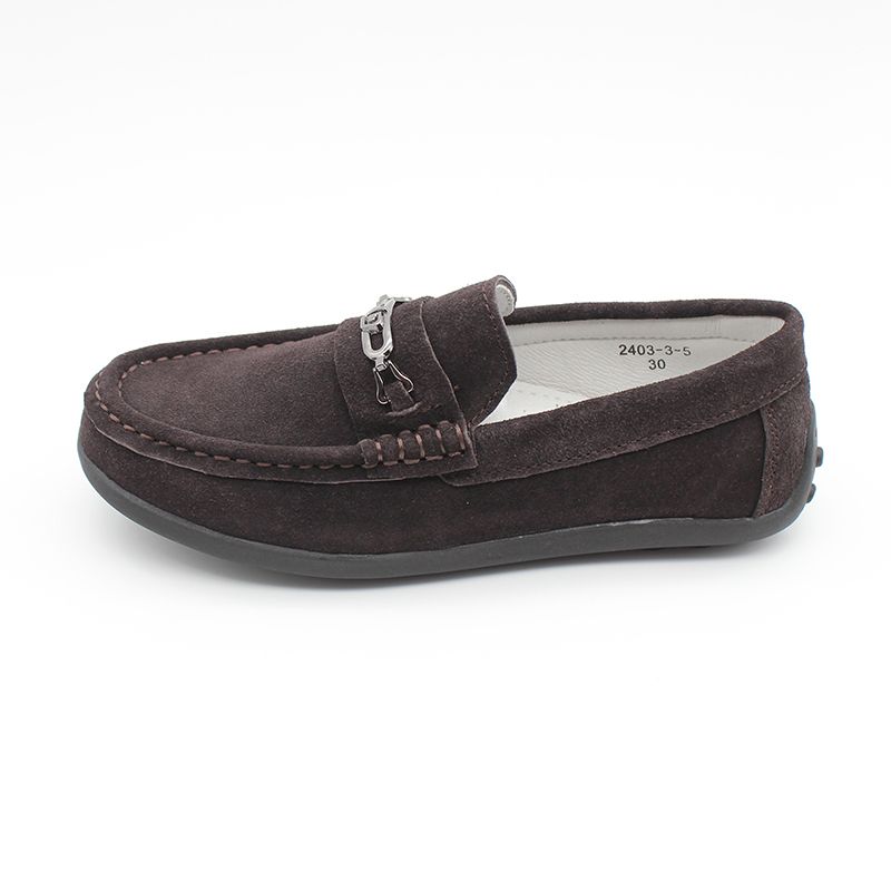 Children Boys Shoes Kids Loafers Suede Leather-Brown