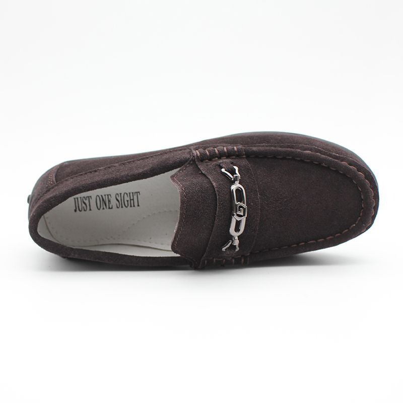 Children Boys Shoes Kids Loafers Suede Leather-Brown
