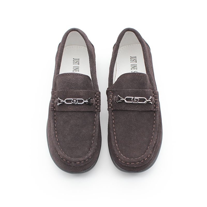 Children Boys Shoes Kids Loafers Suede Leather-Brown