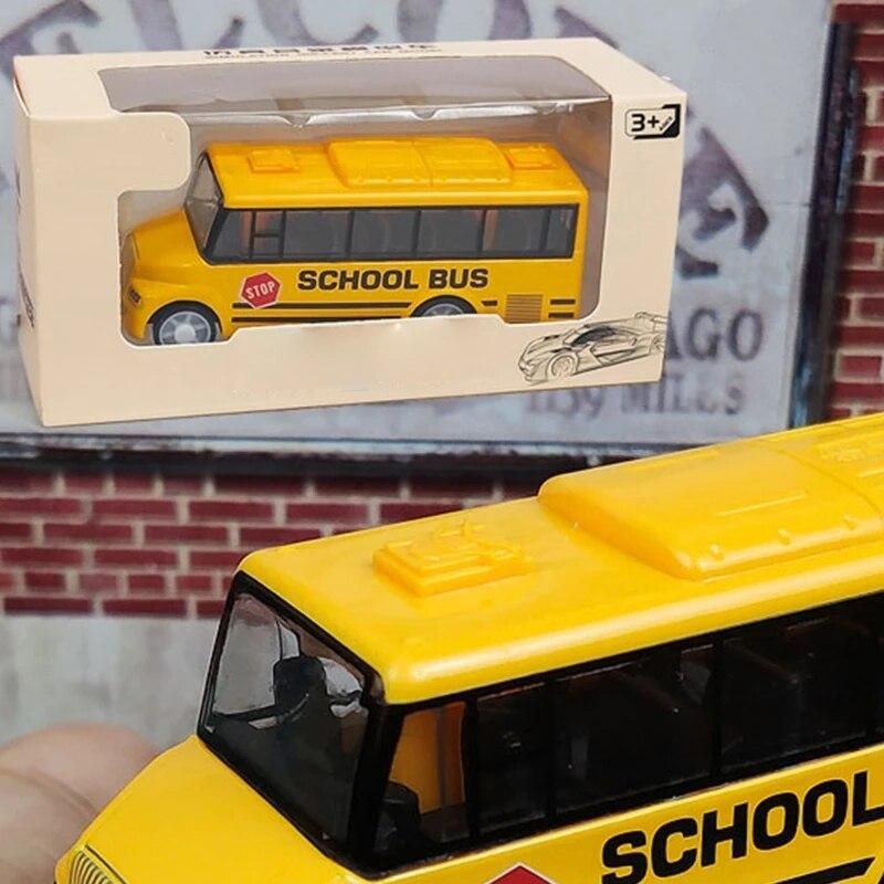High Quality Cool School Bus Toy Simulate Exquisite Interesting Body for Toddlers Yellow Bus with Pull Back Mechanism X90C