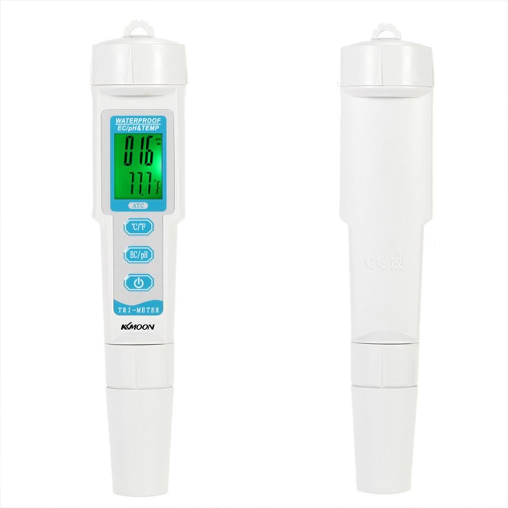 KKmoon New Professional 3 in 1 Multi-parameter Water Quality Tester Monitor Portable Pen Type pH & EC & TEMP Meter Acidometer Water Quality Analysis Device
