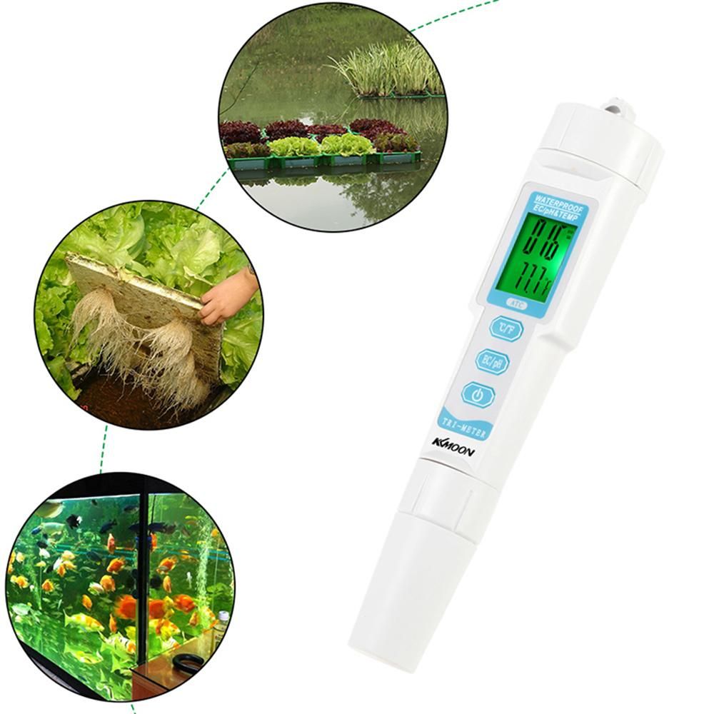 KKmoon New Professional 3 in 1 Multi-parameter Water Quality Tester Monitor Portable Pen Type pH & EC & TEMP Meter Acidometer Water Quality Analysis Device
