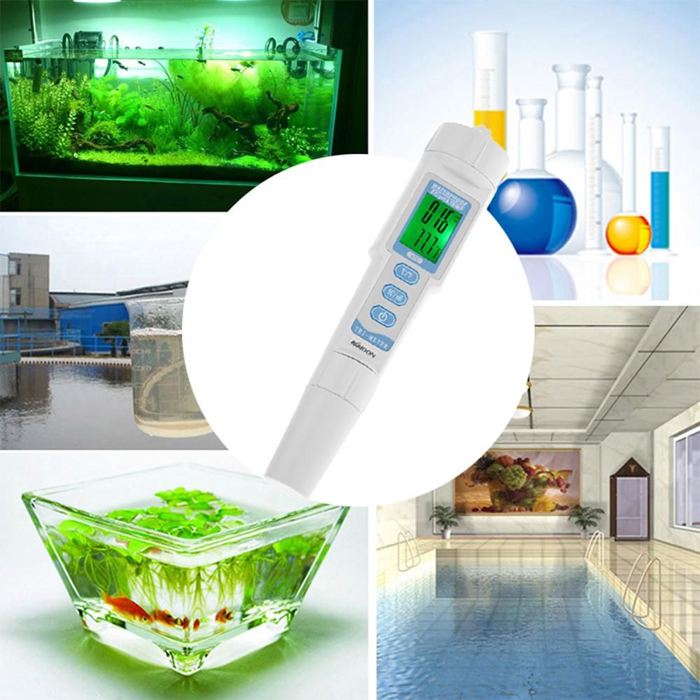 KKmoon New Professional 3 in 1 Multi-parameter Water Quality Tester Monitor Portable Pen Type pH & EC & TEMP Meter Acidometer Water Quality Analysis Device